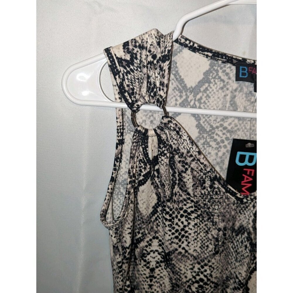 B Famous Women's Size Medium Brown Animal Print One Piece Body Suit NWTs - Picture 2 of 15